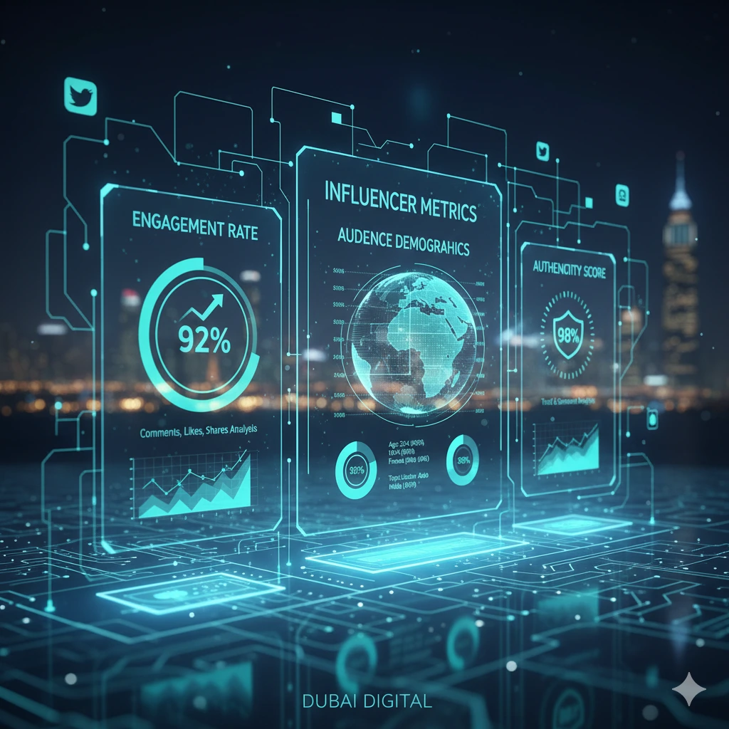 AI-powered dashboard analyzing influencer marketing data for Dubai brands.
