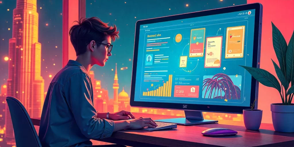 User engaging with videos, ebooks, and social media content representing the interest stage of the full funnel marketing process