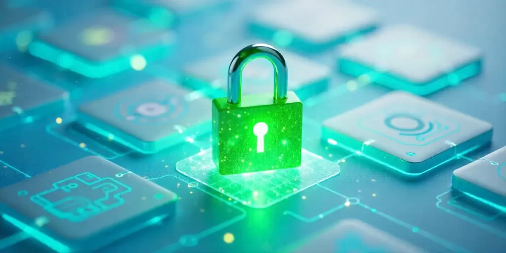 HTTPS SSL padlock symbol securing a modern website interface.