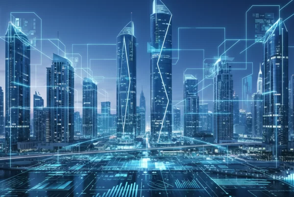 Futuristic Dubai skyline representing AI-integrated websites transforming digital business.