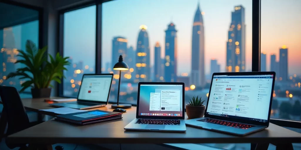 Website guide for startups in Dubai showing digital business setup and Dubai skyline