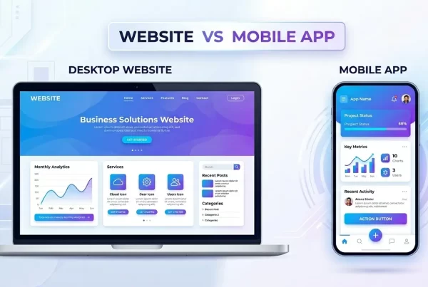 Website vs mobile app comparison illustration